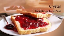 Presentation with bread - Beautiful PPT layouts featuring metal pane - bread with butter and homemade backdrop and a coral colored foreground