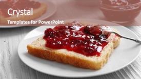  Presentation with white plate - PPT theme with metal pane - bread with butter and homemade background and a coral colored foreground