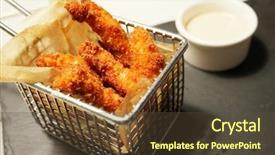  Presentation with fried chicken - Presentation design consisting of metal pane - breaded deep fried chicken served background and a tawny brown colored foreground
