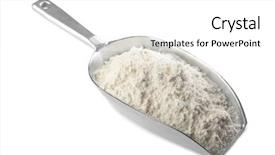  Presentation with whole wheat flour - Presentation theme with metal pane - scoop with wheat flour background and a white colored foreground
