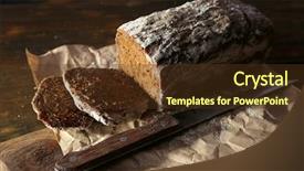  Presentation with paper cutting - Amazing PPT theme having metal pane - sliced rye bread and knife backdrop and a tawny brown colored foreground