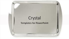  Presentation with banquet server hand tray - Presentation having metal pane - stainless tray isolated on white background and a light gray colored foreground