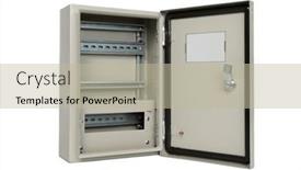  Presentation with electrical - PPT layouts featuring metal-panel-for-electrical-equipment background and a mint green colored foreground