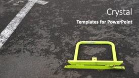  Presentation with infrastructure - PPT layouts with metal-parking-barrier-installed background and a  colored foreground