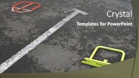  Presentation with infrastructure - Theme having metal-parking-barrier-installed background and a  colored foreground