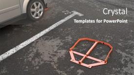  Presentation with infrastructure - Presentation theme enhanced with metal-parking-barrier-installed background and a  colored foreground