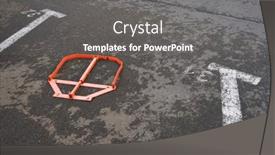  Presentation with infrastructure - Presentation design with metal-parking-barrier-installed background and a  colored foreground