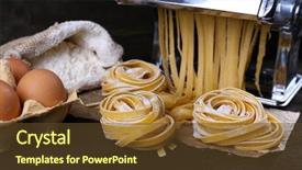  Presentation with pasta - Audience pleasing PPT theme consisting of metal-pasta-maker-machine and a  colored foreground