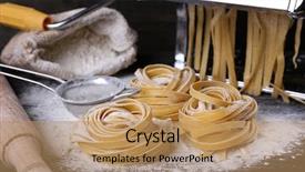  Presentation with pasta - Amazing theme having metal-pasta-maker-machine and a coral colored foreground