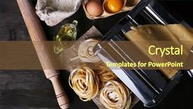  Presentation with pasta - Colorful slide set enhanced with metal-pasta-maker-machine and a tawny brown colored foreground