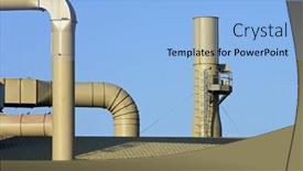  Presentation with pipes - Amazing PPT theme having metal pipes on the facade of a factory backdrop and a light blue colored foreground