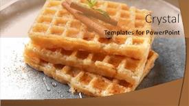  Presentation with waffles - PPT layouts consisting of metal plate with delicious cinnamon waffles close up background and a yellow colored foreground