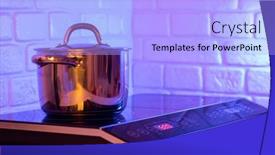  Presentation with modern - Theme enhanced with metal-pot-on-induction-hob background and a light blue colored foreground