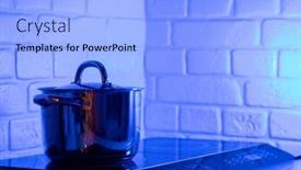  Presentation with metal - PPT layouts consisting of metal-pot-on-induction-hob background and a light blue colored foreground
