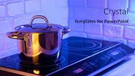  Presentation with metal - Theme featuring metal-pot-on-induction-hob background and a light blue colored foreground