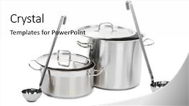  Presentation with sports table tennis two ping - Theme having metal pots cooker with ladle background and a white colored foreground