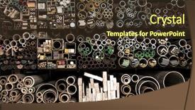  Presentation with steel products - PPT theme having metal profiles and tubes background and a tawny brown colored foreground