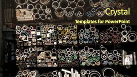  Presentation with steel products - Presentation design featuring metal profiles and tubes background and a tawny brown colored foreground