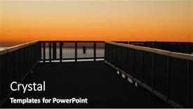  Presentation with railing - Presentation design consisting of metal-railing-silhouette-with-sunrise background and a  colored foreground