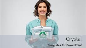  Presentation with metal recycling - PPT theme enhanced with metal-recycling-waste-sorting background and a light gray colored foreground