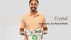  Presentation with metal recycling - Amazing PPT theme having metal-recycling-waste-sorting backdrop and a soft green colored foreground