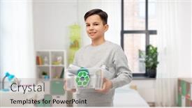  Presentation with metal recycling - Slide deck with metal-recycling-waste-sorting background and a light gray colored foreground