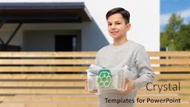  Presentation with metal recycling - Audience pleasing PPT theme consisting of metal-recycling-waste-sorting backdrop and a coral colored foreground