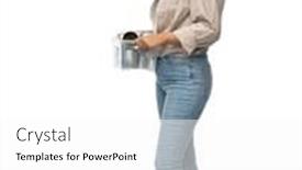  Presentation with plastic waste recycling - Theme with metal-recycling-waste-sorting background and a white colored foreground