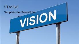  Presentation with blue sky - Beautiful slide set featuring metal roadsign spelling vision word backdrop and a teal colored foreground