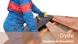  Presentation with drill - Cool new PPT theme with metal roofing job with screw backdrop and a coral colored foreground
