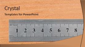  Presentation with wood sculpture - Presentation theme with metal ruler on wood background background and a coral colored foreground