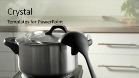  Presentation with electric - PPT layouts with metal saucepan with boiling water background and a soft green colored foreground