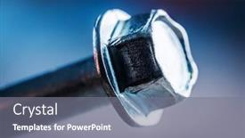  Presentation with hat - Slide deck with metal-screw-hat-close-up background and a gray colored foreground