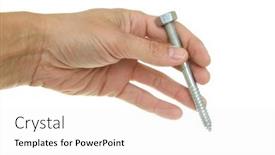  Presentation with metal - Presentation theme enhanced with metal-screw-in-a-hand background and a  colored foreground