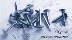  Presentation with technical - PPT layouts featuring blue prints table - metal screws over technical drawing background and a light blue colored foreground