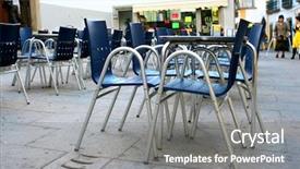  Presentation with paving - Beautiful PPT layouts featuring metal seats on stoned paving backdrop and a gray colored foreground