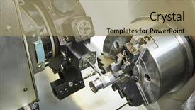  Presentation with steel mill - Audience pleasing slide set consisting of steel metal shaft on lathe backdrop and a mint green colored foreground