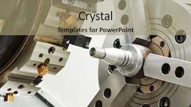  Presentation with cnc lathe machine - Presentation having metal shaft on turning lathe background and a  colored foreground