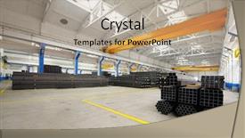  Presentation with industrial - Theme with metal sheet processing - industrial warehouse background and a  colored foreground