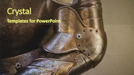  Presentation with armor - Amazing presentation theme having metal shield medieval armor made backdrop and a tawny brown colored foreground