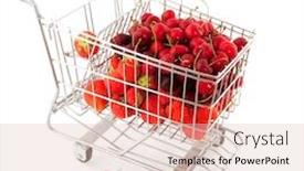  Presentation with strawberries - Audience pleasing theme consisting of metal-shopping-cart-with-strawberries backdrop and a lemonade colored foreground