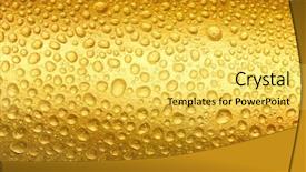  Presentation with abstract water drops - Beautiful PPT theme featuring abstract background of golden drops backdrop and a yellow colored foreground