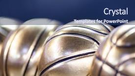  Presentation with golden ball gown - Beautiful slide set featuring golden basketball ball - victory backdrop and a ocean colored foreground