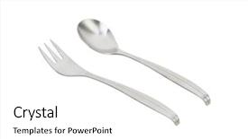  Presentation with spoon - Audience pleasing presentation design consisting of metal spoon and three-pronged backdrop and a white colored foreground