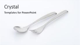  Presentation with metal sodium - Slides with metal spoon and three-pronged background and a sky blue colored foreground