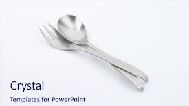  Presentation with metal production - Cool new slides with metal spoon and three-pronged backdrop and a sky blue colored foreground