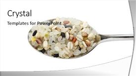  Presentation with grains - Colorful PPT layouts enhanced with metal-spoon-filled-with-grains backdrop and a white colored foreground