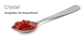  Presentation with red chilli - Theme featuring metal-spoon-with-red-sambal background and a  colored foreground