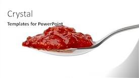  Presentation with red chilli - Presentation design having metal-spoon-with-red-sambal background and a white colored foreground