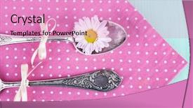  Presentation with dot map - Slide deck having metal spoons on pink polka background and a coral colored foreground